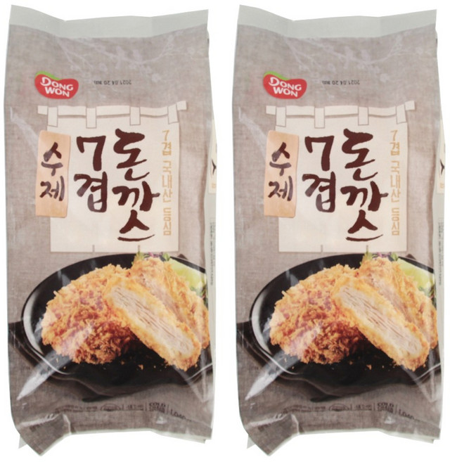 [코스트코 냉동]동원DONGWON 수제 7겹돈까스 7겹 국내산 등심 아이스박스+아이스팩 무료 제공, 2개, 1.04kg