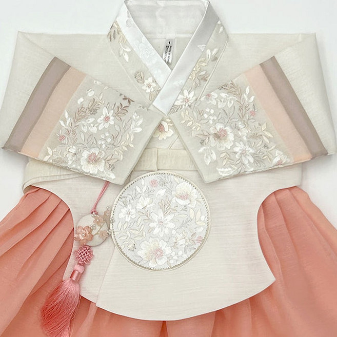 자수당의 코랄치마 고급 여아한복 (1호-15호) 어린이 돌한복 아기 아동한복