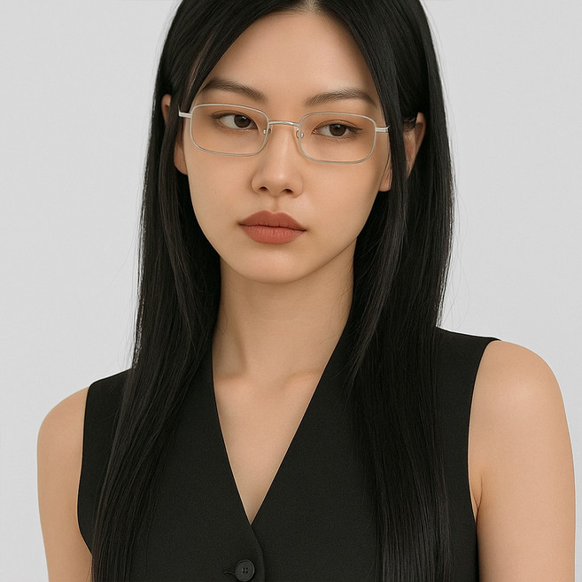 바닐라마카롱 긱시크 사각 메탈 안경 초경량 슬림 안경테 실테 프레임 실리콘 코받침 흘러내림 방지 아이웨어 남녀공용 투명 렌즈 + 케이스 포함