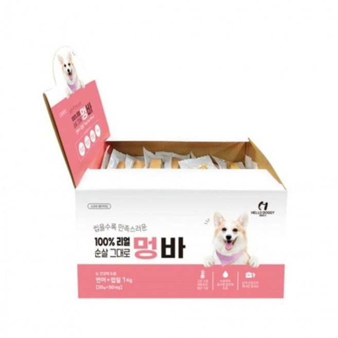 [출동}노령견 + 애견간식 수분촉촉 20g 연어 멍바 껍질 아기강아지 개별포장 5, 1kg, 1개