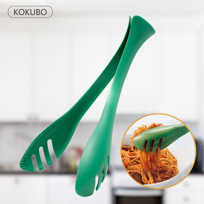 【KOKUBO日本小久保】可立式食物料理夾-綠 料理夾 烤肉夾 防燙夾 麵包夾 麵條夾 食物夾, 1個
