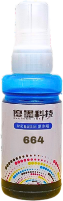 優墨科技 664 墨水瓶 適用多款打印機 色彩鮮明 打印清晰, 青 70ml, 1個