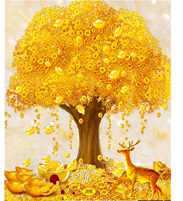 MJS 보석십자수 50x40cm (캔버스형) DIY 세트 MJ8, AD37 황금가득 금전수, 1세트