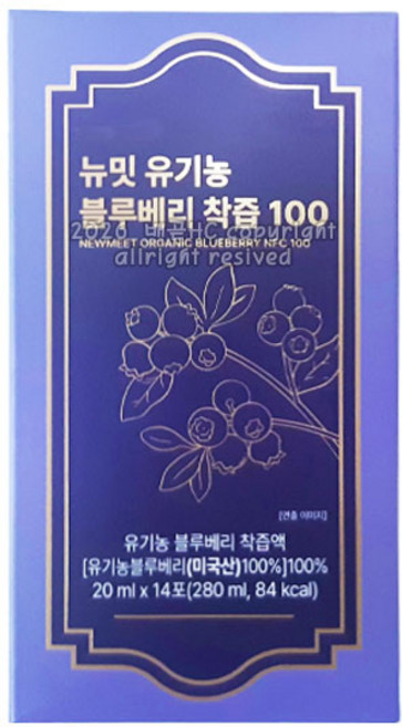 뉴밋 유기농 생과 착즙 블루베리즙 스틱 14p, 14개, 20ml