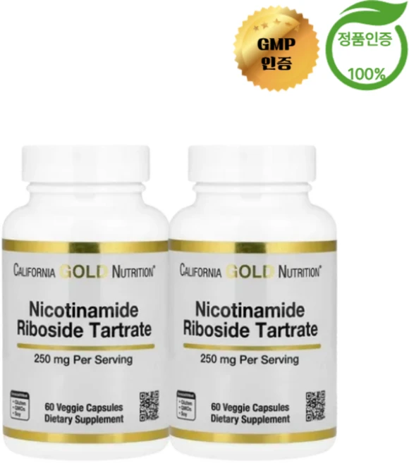 1+1 캘리포니아 골드 뉴트리션 CGN 니코틴아마이드 250mg 베지 캡슐 60정, 2개 - 쿠팡