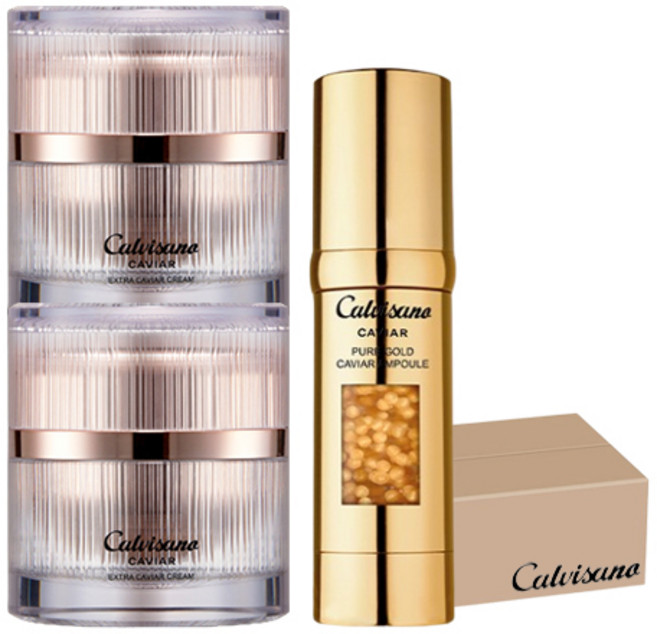 칼비사노 캐비아 크림 50g x2 + 퓨어 골드 캐비아 앰플 30ml, 1개