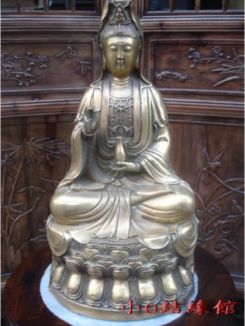 小o結緣館 自在觀音銅雕 22x18x42cm 仿古擺件