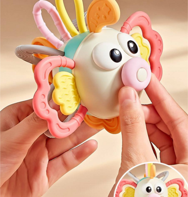 치발기 딸랑이 아기 실리콘 치발기 장난감, 1개