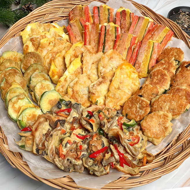 [당일조리] 30년 전통 엄마손맛 모듬전5종 꼬지전 동그랑땡 동태전 버섯야채전 호박전, 1.5kg, 1세트