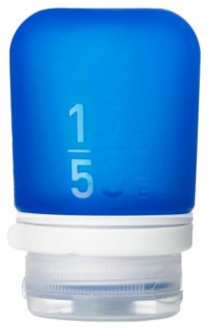 휴망거 GoToob+ 미디엄 리필 실리콘 여행용 병 2.5온스 | 잠금 뚜껑 식품 안전 소재 투명 74ml, Dark Blue, 1.7 Ounces