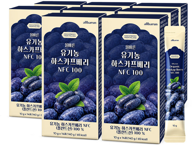 올바른 유기농 하스카프베리 NFC 100 14포 8박스 (총 112포), 10g