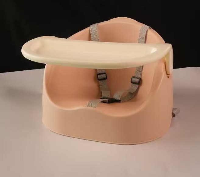 【一件代發】嬰兒餐椅便攜式多功能寶寶餐椅兒童餐椅吃飯學坐椅, 香檳色【配灰色安全帶】:如圖所示