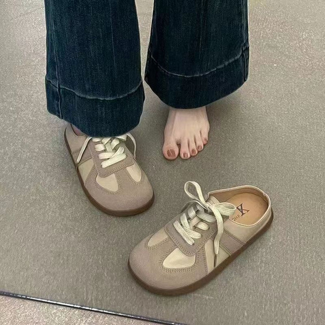 包頭半拖鞋女 復古 德訓鞋 無後跟 懶人鞋