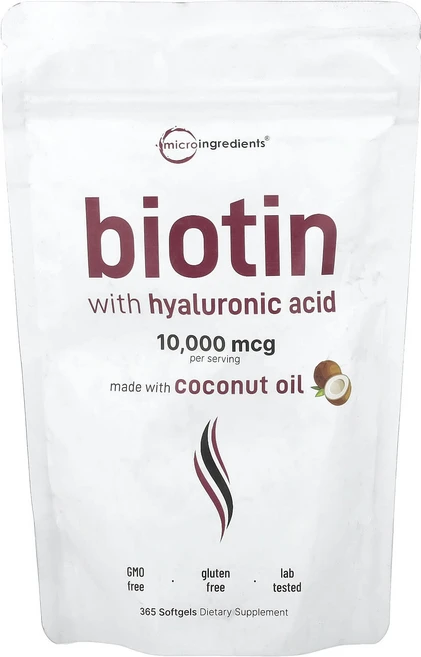 Micro Ingredients 히알루론산 함유 비오틴 소프트젤 365정, MicroIngredients히알루론산함유비오틴소프트젤, 1개 - 쿠팡