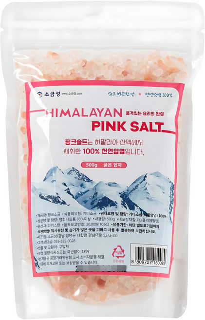 소금성 히말라야 굵은입자 핑크소금 팩형, 500g, 1개