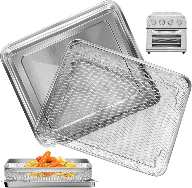 Cuisinart TOA-28 AFR-25 토스터 에어 프라이어 컨벡션 오븐용 트레이 교체품 27.9 x 22.9cm(10.74 9.09인치) 논스틱 메시 스테인리스 스틸 바