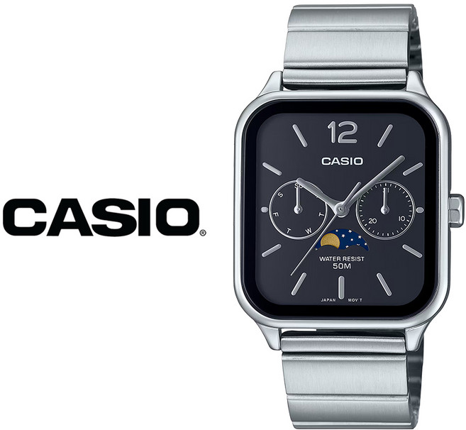 CASIO 카시오 MTP-M305D-1A 문페이즈 스퀘어 아날로그 손목시계