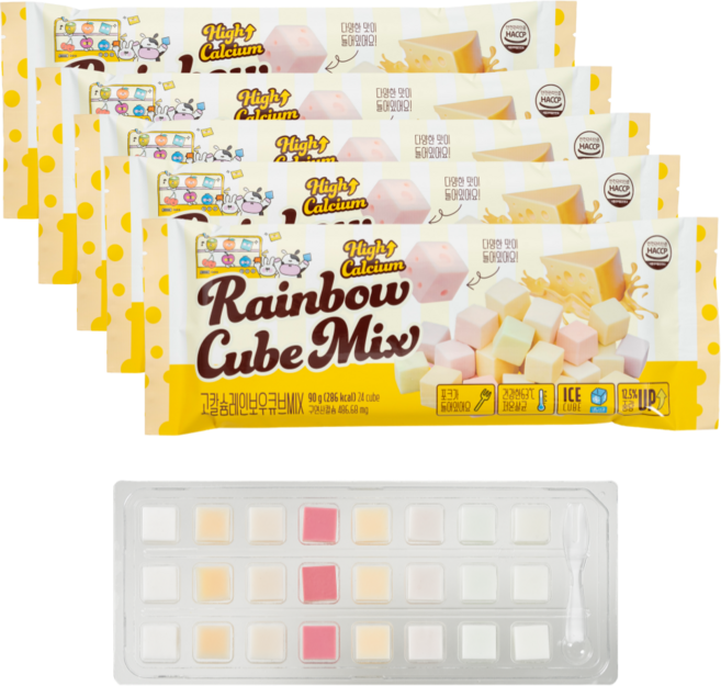 레인보우과일큐브치즈 칼슘쏙쏙 7가지맛(24구) 5팩모음 (영유아 어린이 간식!!), 80g, 5개