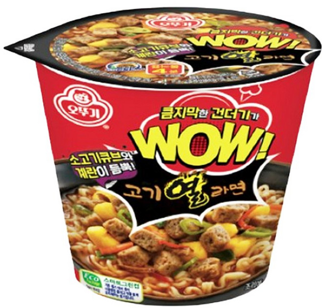 오뚜기 와우 고기열라면 컵 80g, 6개