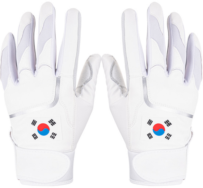 업셋 국가대표 태극기 양피 배팅장갑, 1세트, 커스텀로고_화이트