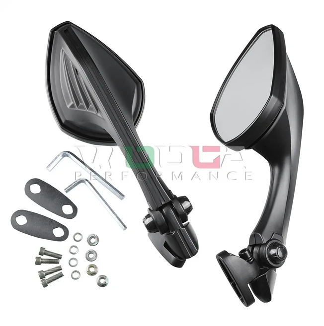 오토바이 카울링 미러 Libra 2 나폴레옹 혼다 스즈키 가와사키 R6 CBR650R 닌자 650 GSXR 조정 가능한 세트, 01 Black (white glass)