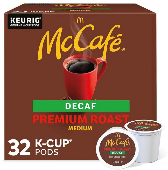 McCafé 맥카페 프리미엄 로스트 디카페인 큐리그 1인용 K컵 포드 미디엄 커피 각 24개 4개 팩 96개 210268, 24, 235g