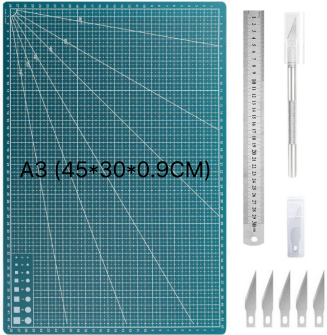 프라홈 DIY 프라모델 제도 공작 아트나이프 스틸자 도안 커팅매트