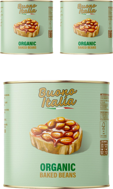 부오노 이탈리아 유기농 저염 베이크드 빈 통조림(유기농흰강낭콩 54%), 3개, 400g