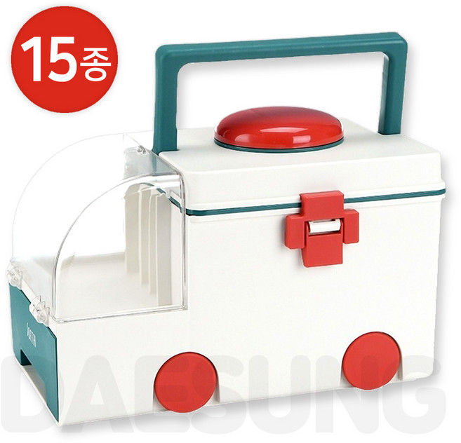 듀오라이프 구급차 어린이 구급함 그린 15종포함 세트 약 구급 상자 유치원 키즈