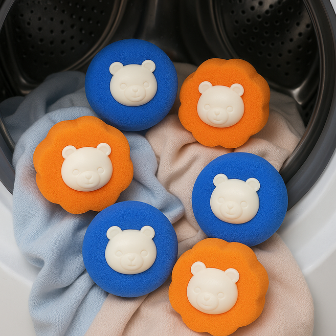 씨피다이 무소음 엉킴 방지 먼지 제거 세탁볼, 오렌지+블루, 10개