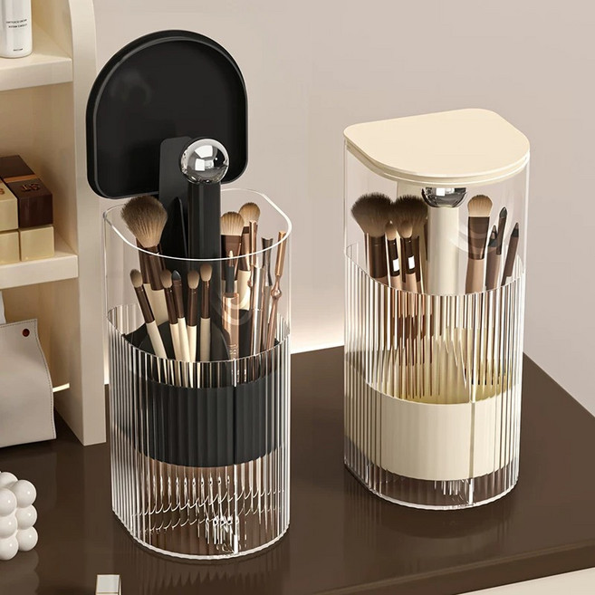 바이에스컴퍼니 먼지 차단 메이크업 브러쉬 정리함 보관함 2Color, 크림, 1개