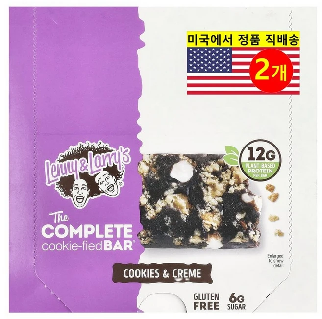 Lenny & Larry's 운동 전 후 컴플릿 쿠키 파이드 쿠키 크림 프로틴 바 9개입 405g 1개 - 쿠팡