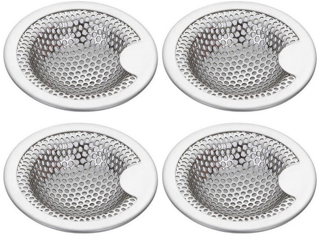 투데이리빙 4개 세트 스텐 욕조 거름망 욕실 머리카락 세면대 배수구 필터 싱크대 하수구 이물질 차단 트랩, 실버