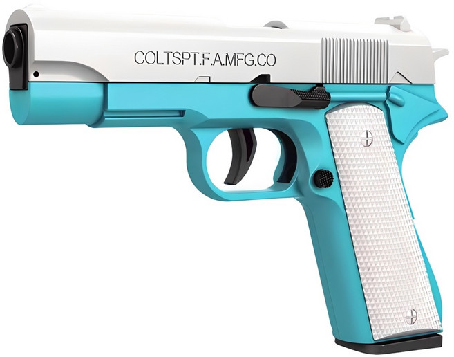 UB 콜트 M1911 탄피 배출 너프건 자동 연사 권총, 1개, 민트 화이트