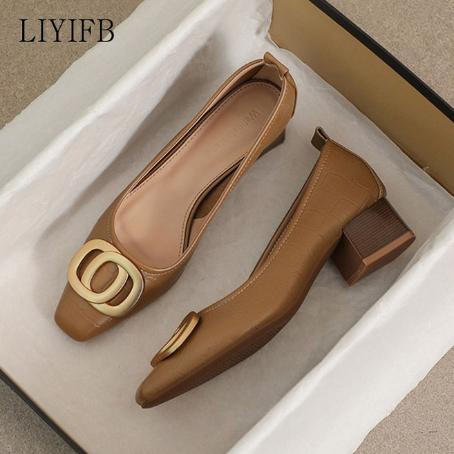 LIYIFB 여성용 펌프스 미들힐구두 4cm 빅사이즈 여성단화 220-265