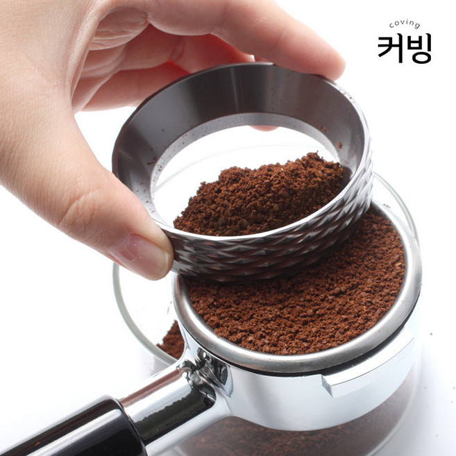 커빙 디스트리뷰터 커피 템퍼 탬퍼 칠침봉 채널링 패턴 도징링 실버 51mm, 02.패턴도징링(핑크) 58mm, 1개