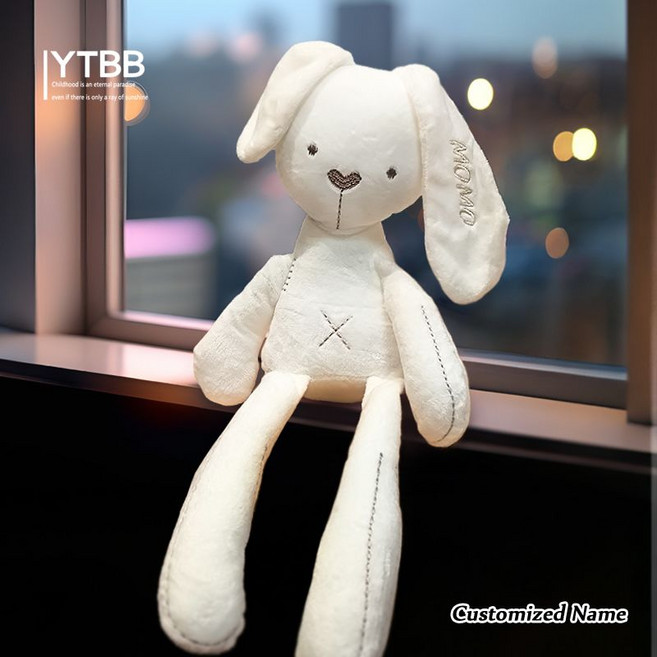 YTBB 兔子毛絨安撫娃娃 個人訂製, 1個, 白色
