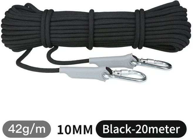 12mm 12KN(1200KG) 끈 야외 캠핑 로프 등산 하이킹 생존 장비 텐트 액세서리 구조 스노클링, 04 10MM BLACK 20M