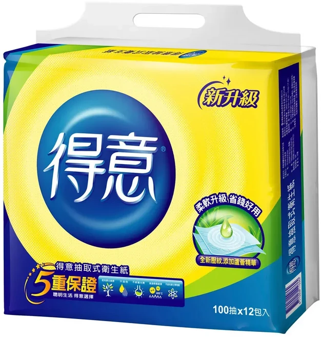 IFaith 得意衛生紙 家用 原生木漿 100抽 台灣製 連續抽取式 DN049, 1套, 12個裝