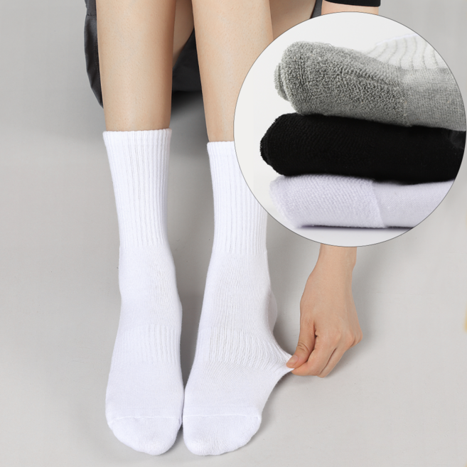 에멜강스 남성 여성 두꺼운 쿠션 장목 스포츠양말 10켤레 세트, 장목 화이트, 10개