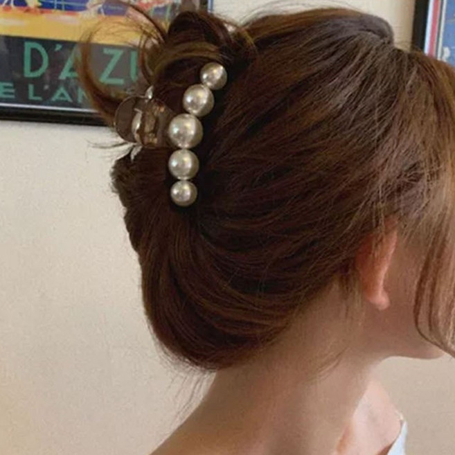 왕진주 헤어집게핀/올림머리 머리집게 반묶음