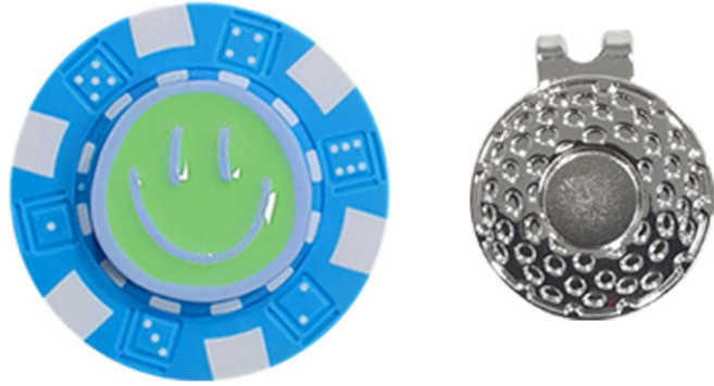 골프볼마커 3종 택일 디자인 볼마커 자석클립세트 골프공 위치 체크, 1개, 03.스마일 블루