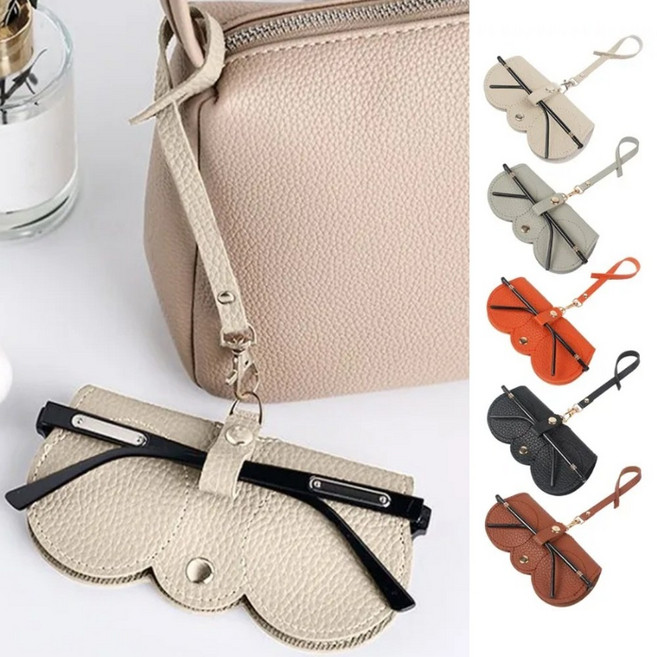 휴대용 고리형 패션 가죽 선글라스 케이스 안경집 홀더 가방걸이