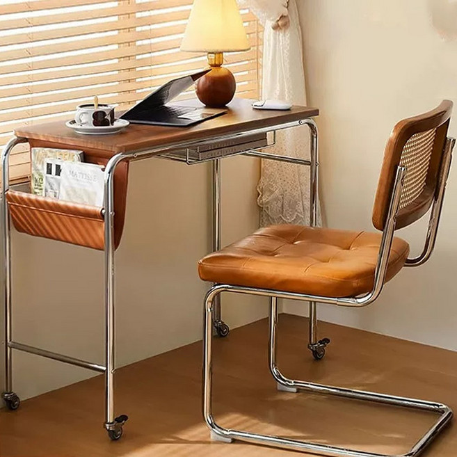 하루꿈 이동식 사이드 테이블 쇼파 침대 보조 수납 바퀴형 노트복 책상, 브라운
