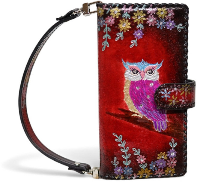 통가죽 핸드폰케이스 수제작 돈을 부르는 부엉이 전기종 호환 아마도가죽공방