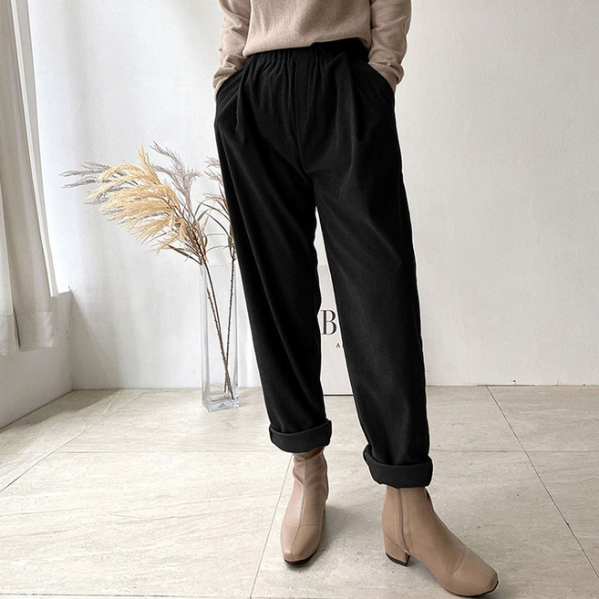 네모엔룩 여성용 골덴버튼 팬츠