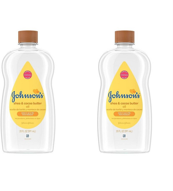 존슨즈 베이비 미네랄 오일 시어 코코아버터 Johnson's Baby Oil Mineral Oil Enriched, 591ml, 2개