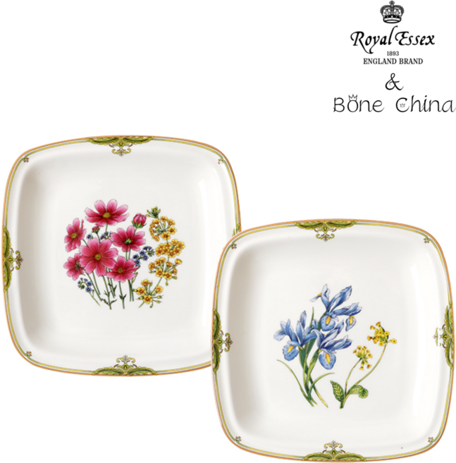 본차이나 정사각 반찬접시 디저트접시, 혼합, 1세트