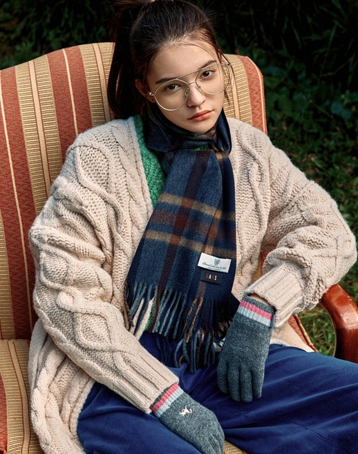 25FW [DAKS MUFFLER][캐시미어100][목도리] 남녀공용 딥네이비 타탄체크 캐시미어100% 머플러 DBMU5F926N2