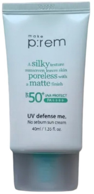메이크프렘 유브이 디펜스 미 노 세범 선크림 SPF50+ PA++++ 40ml, 1개